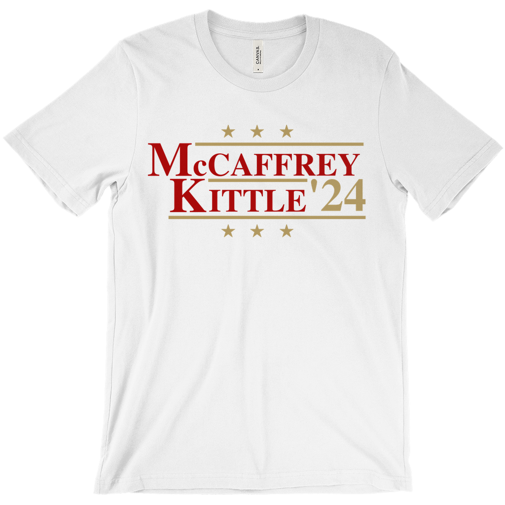 McCaffrey and Kittle 2024 Election Parody T-shirt