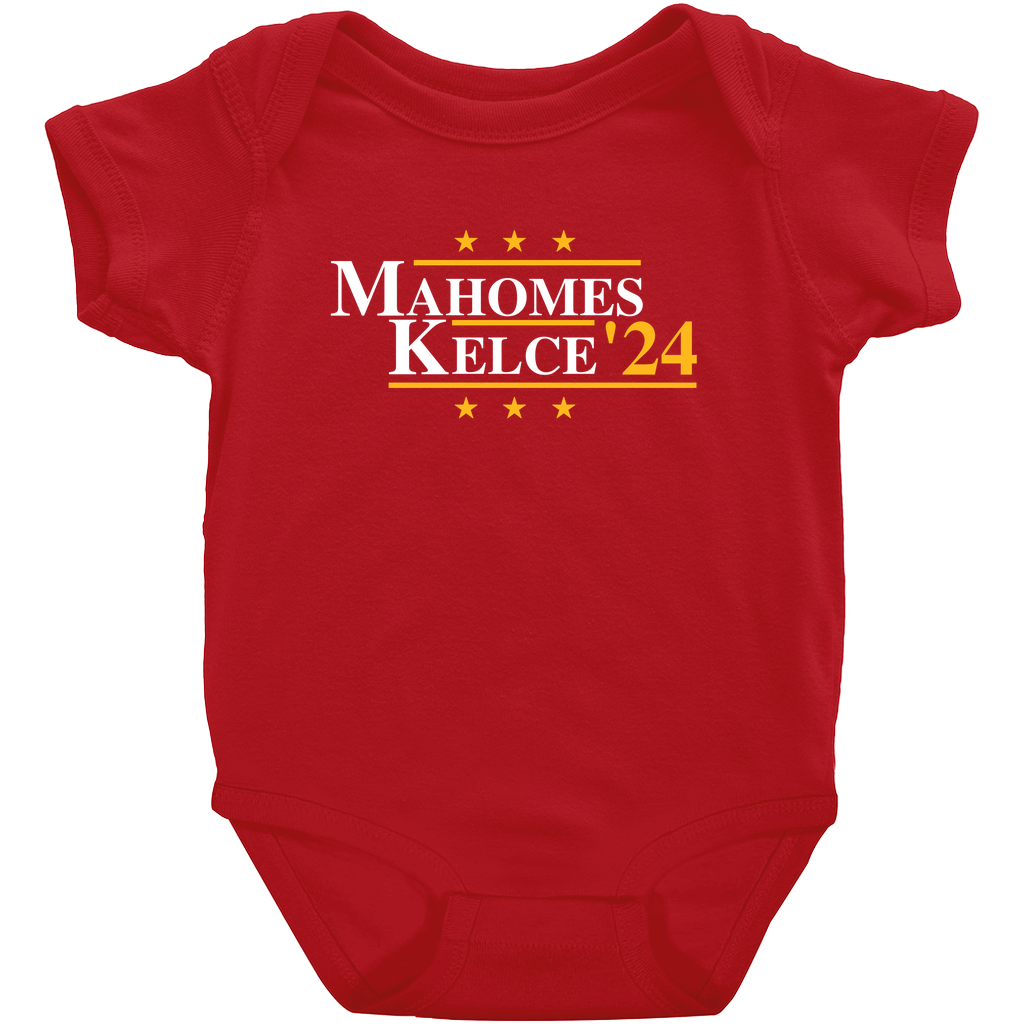 Mahomes and Kelce 2024 Election Parody Baby Onesies