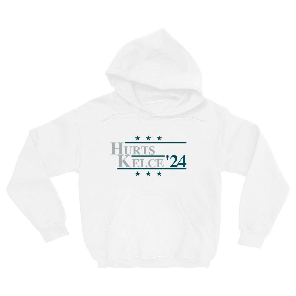 Hurts and Kelce 2024 Election Parody Pullover Hoodie