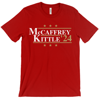 McCaffrey and Kittle 2024 Election Parody T-shirt